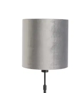 Stolove lampy Moderná stolná lampa čierna látkové tienidlo sivá 25 cm nastaviteľná - Parte