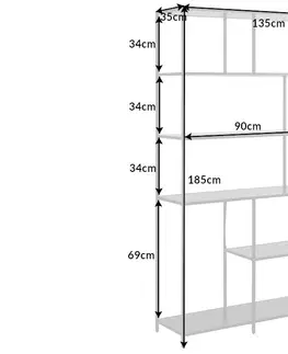 Regály a poličky LuxD Dizajnový regál Maille 185 x 135 cm čierny jaseň