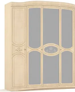 Šatníkové skrine NABBI Molis W-5D rustikálna šatníková skriňa so zrkadlom breza polárna
