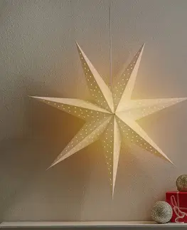Vianočné svetelné hviezdy Markslöjd Hviezda Clara zavesenie zamat vzhľad Ø 75 cm biela