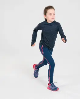 mikiny Detské bežecké priedušné tričko s dlhým rukávom Skincare tmavomodré
