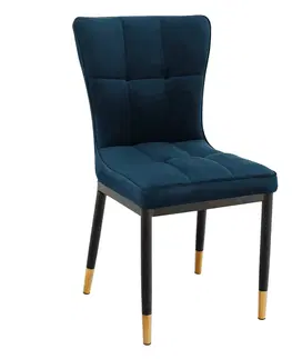 Jedálenské stoličky KONDELA Epona jedálenská stolička petrolejová (Velvet) / čierna / zlatá