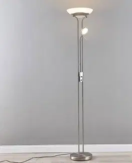 Stojacie lampy Lindby Stropná podložka Yveta LED s lampou na čítanie