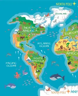 Tapety mapy Tapeta zemepisná mapa sveta pre deti