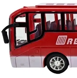Hračky - dopravné stroje a traktory LAMPS - Autobus Traveling na zotrvačník červený 31cm