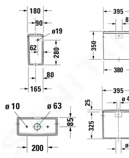 Kúpeľňa DURAVIT - ME by Starck Splachovacia nádržka, Dual-Flush, WonderGliss, prívod vpravo/vľavo, biela 09380000051