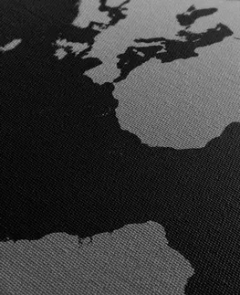 Obrazy mapy Obraz mapa sveta v odtieňoch sivej