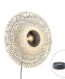 Nastenne lampy Inteligentné nástenné bambusové svietidlo 50 cm so zástrčkou vrátane WiFi A60 - Rina