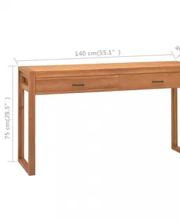 Pracovné stoly Písací stôl s 2 zásuvkami teak Dekorhome 100 cm