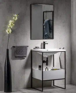 Kúpeľňa SAPHO - SKA konzola pod umývadlo so zásuvkou 600x850x460, čierna mat/biela lesk SKA601