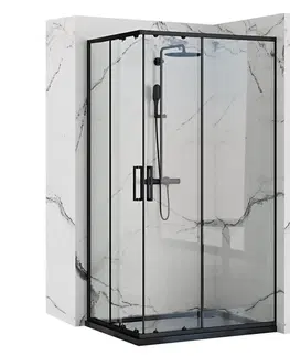 Sprchovacie kúty REA/S - Sprchovací kút PUNTO - čierny 80x100 So sprchovou vaničkou Savoy KPL-K1016