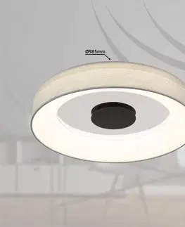 Stropné svietidlá Globo Inteligentné stropné svietidlo LED Terpsa, biela/sivá, Ø 46,8 cm, látka