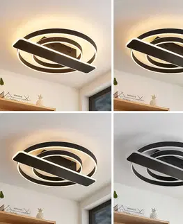 Stropné svietidlá Lucande Lucande Linetti stropné LED svetlo okrúhle čierna