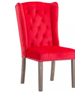 Jedálenské stoličky a kreslá Jedálenská stolička 2 ks zamat / kaučukovník Dekorhome Červená