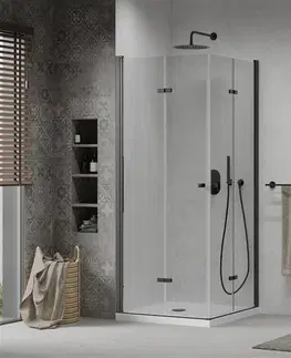Vane MEXEN/S - Lima Duo sprchovací kút 100x100 cm, transparent, čierna + vanička so sifónom 856-100-100-70-02-4010B