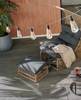 Outdoor Furniture Sets Outdoorové kreslo so strieškou a rozkladacou podnožkou