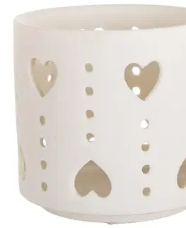 Bytové dekorácie Svietnik T-Light porcelánový Heart Biały