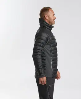 bundy a vesty Pánska lyžiarska páperová spodná bunda FR900 tmavosivá