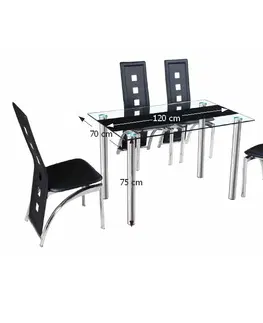 Jedálenské stoly KONDELA Ester sklenený jedálenský stôl oceľová / priehľadná / čierna