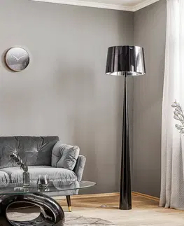 Stojacie lampy Aluminor Stojaca lampa Totem LS s chrómovým povrchom čierna