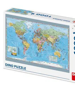 1000 dielikov Dino Toys Puzzle Politická mapa sveta 1000 Dino