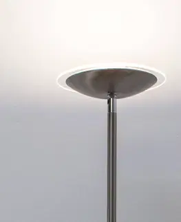 Stojacie lampy Lindby LED stojacia lampa osvetľujúca strop Malea, nikel