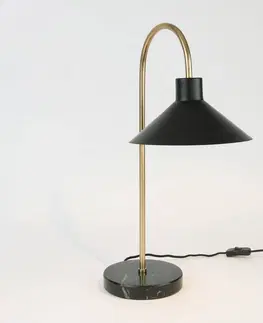Stolové lampy Holländer Stolná lampa Oktavia, čierna/zlatá farba, výška 58 cm, mramor