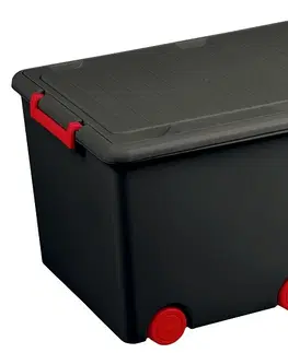 Boxy na hračky TEGA - Viacúčelový box na hračky na kolieskach Tega grafitovo-červený