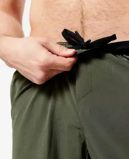 nohavice Pánske priedušné šortky na kruhový tréning s vreckami na zips kaki