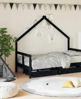 Detské izby Detská domčeková posteľ so šuplíkmi Dekorhome 90 x 190 cm