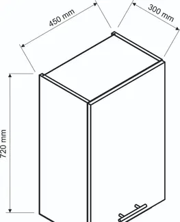 Kuchynské skrinky KAMELIA horná kuchynská skrinka W45 P/L, biela