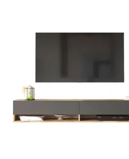 TV stolíky závesný TV stolík FREY 9, farba borovica + antracit