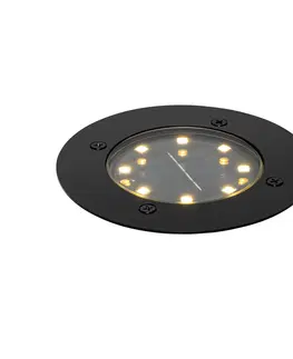 Podlahove vonkajsie svietidla Sada 6 ks zemných bodových svetiel čiernej farby vrátane LED IP65 Solar - Froté