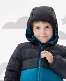 bundy a vesty Detská prešívaná bunda na turistiku 2-6 rokov sivo-modrá