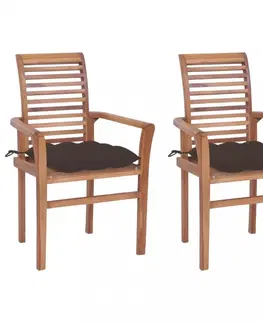 Zahradné stoličky Záhradná jedálenská stolička s poduškou 2 ks teak Dekorhome Vínová