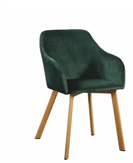 Jedálenské stoličky KONDELA Tandel jedálenské kreslo smaragdová / buk