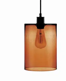 Závesné svietidlá Solbika Lighting Závesná lampa Sóda valec sklo jantárová Ø 18 cm