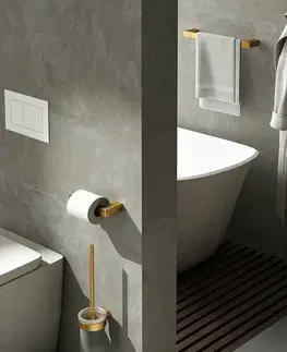 Kúpeľňový nábytok GEDY PI214588 Pirenei držiak uterákov 45 x 6,6 cm, zlatá mat