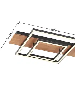 Stropné svietidlá Lucande Lucande Chariska stropné LED drevo čierna 60 cm