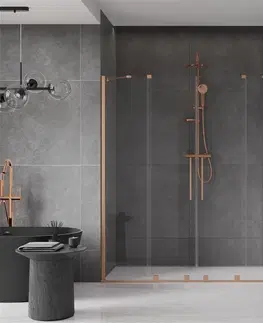Sprchovacie kúty MEXEN/S - Velar Duo posuvné sprchové dvere 180, transparent, meď kartáčovaná 871-180-000-02-65