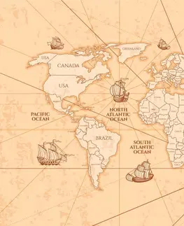 Samolepiace tapety Samolepiaca tapeta mapa sveta s loďkami