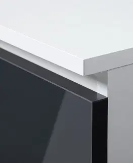 Nočné stolíky Moderný nočný stolík CLAN60, biely / grafit lesk