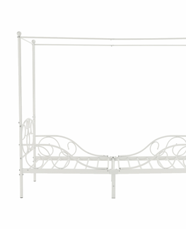 Postele KONDELA Adelisa kovová jednolôžková posteľ s roštom biela