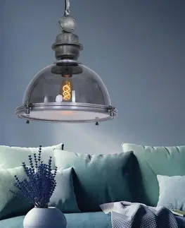Závesné svietidlá Steinhauer Bikkel závesná lampa so skleneným tienidlom