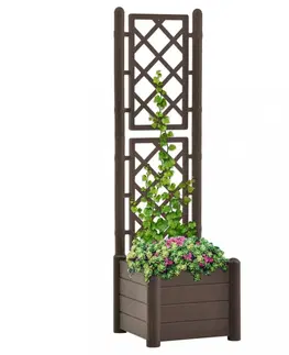 Kvetináče a truhlíky Záhradný kvetináč s treláží 43 x 43 x 142 cm PP Dekorhome Biela