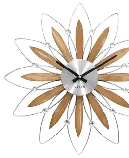 Hodiny Drevené strieborné hodiny Lavvu Crystal Flower LCT1112, 50cm