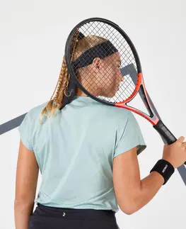 dresy Dámske tenisové tričko Dry Soft 500 s okrúhlym výstrihom sivozelené