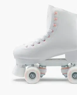 korčule Dvojradové korčule Quad 100 na krasokorčuľovanie malé veľkosti biele