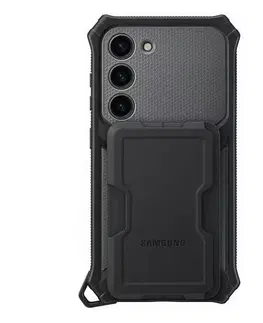 Puzdrá na mobilné telefóny Zadný kryt Rugged Gadget pre Samsung Galaxy S23, titan (s odnímateľným úchytom) EF-RS911CBEGWW