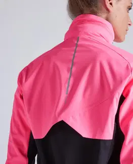 bežecké bundy a vesty Dámska bežecká bunda Kiprun Warm Regul ružová fluorescenčná
